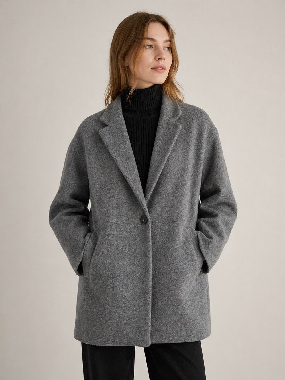 Marvin Browne 100% Wool Coat Gray Minimalist Oversized Jacket Sz S